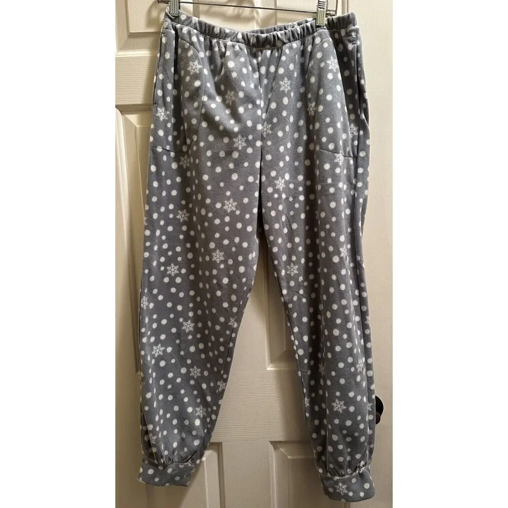 Francesca's Snowman Gray Polka Dot Pajama Set Size Large NWT‎
